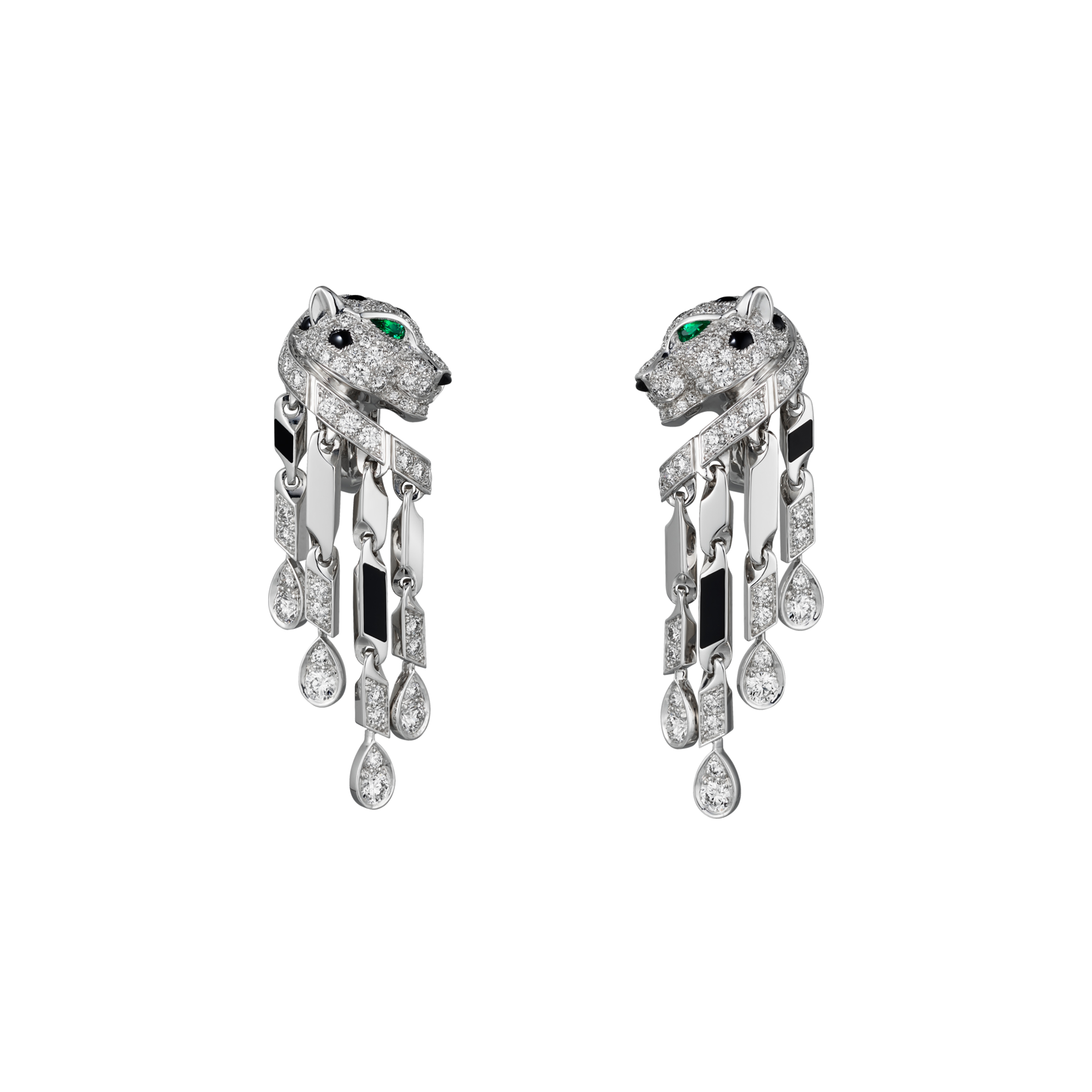 CARTIER PANTHÈRE WHITE GOLD, ONYX, EMERALD, DIAMOND DE CARTIER EARRINGS H8000780